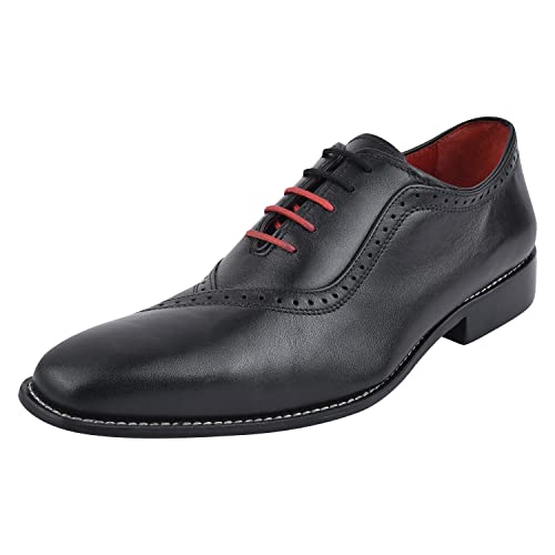 Image of LIBERTYZENO Mens Burnished Toe Genuine Leather Adults Lace Up Oxford Dress Shoes for Easter Gift