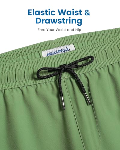 Image of maamgic 5inch Mens Swimming Trunks with Compression Liner 2-in-1 Swim Trunks Stretch Quick Dry Swim Shorts Zipper Pockets