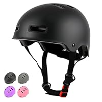 LOKJIJI Verstellbarer Fahrradhelm Skaterhelm für Mädchen Jungen Kinder Jugend Erwachsene, Kinder Schutzhelme für Multi-Sportarten Fahrrad Skateboard Skaten, Schwarz, M