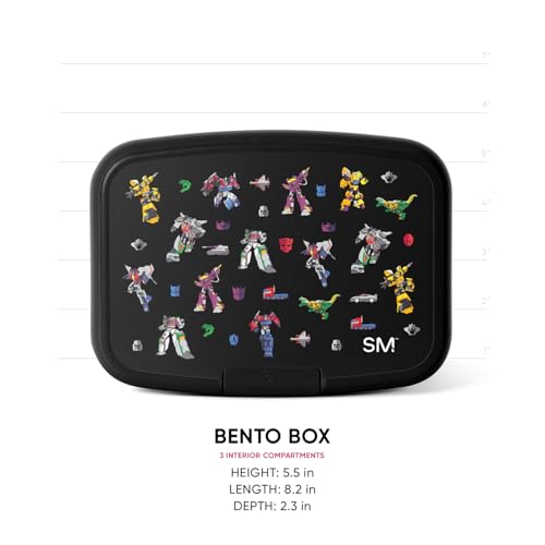 Image of Simple Modern Transformers Porter Bento Lunch Box | BPA Free, Leakproof, Dishwasher Safe | Lunch Container for Girls, Boys, Toddlers, Kids | 3 Compartments, Transformers Block Nation