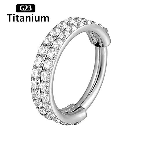 Drops Karisma 2 Rings Titan G 23 Hinged Segmentring Charnier/Conch Clicker Ring Piercing Ohrring Premium Zirkonia Stärke 1,2mm BHCRZ-16-10mm