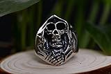 Material: plata 925 WEISHA Anillo Retro S925 Anillo de Plata Esterlina Anillo Único Masculino Punk Cráneo Muerte Antiguo Anillo de Plata1, 60mm