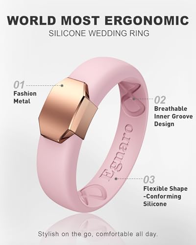Image of Egnaro Silicone Wedding Bands Women, Inner Arc Ergonomic Breathable Design