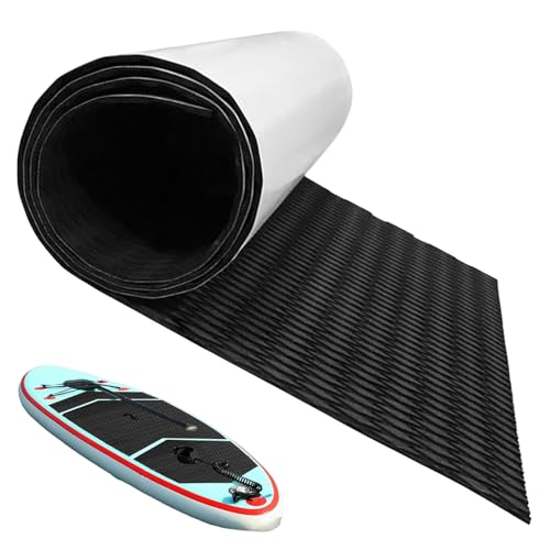 Xoeryoy Surfboard Traction Pad, 47x12 Inch Non-Slip EVA Surf Traction Pad, Water & UV Resistant Black Surfboard Mat, Cuttable Self-Adhesive Surfing Accessories