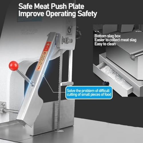 Máquina eléctrica comercial para cortar carne, sierra de cinta de mesa de acero inoxidable para carne de res y pescado, cortador de huesos de alta potencia.