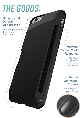 Smartish iPhone 6/6S Wallet Case - Wallet Slayer Vol. 1 [Slim + Protective] Credit Card Holder for Apple iPhone 6S/6 (Silk) - Black Onyx - Thumbnail 5
