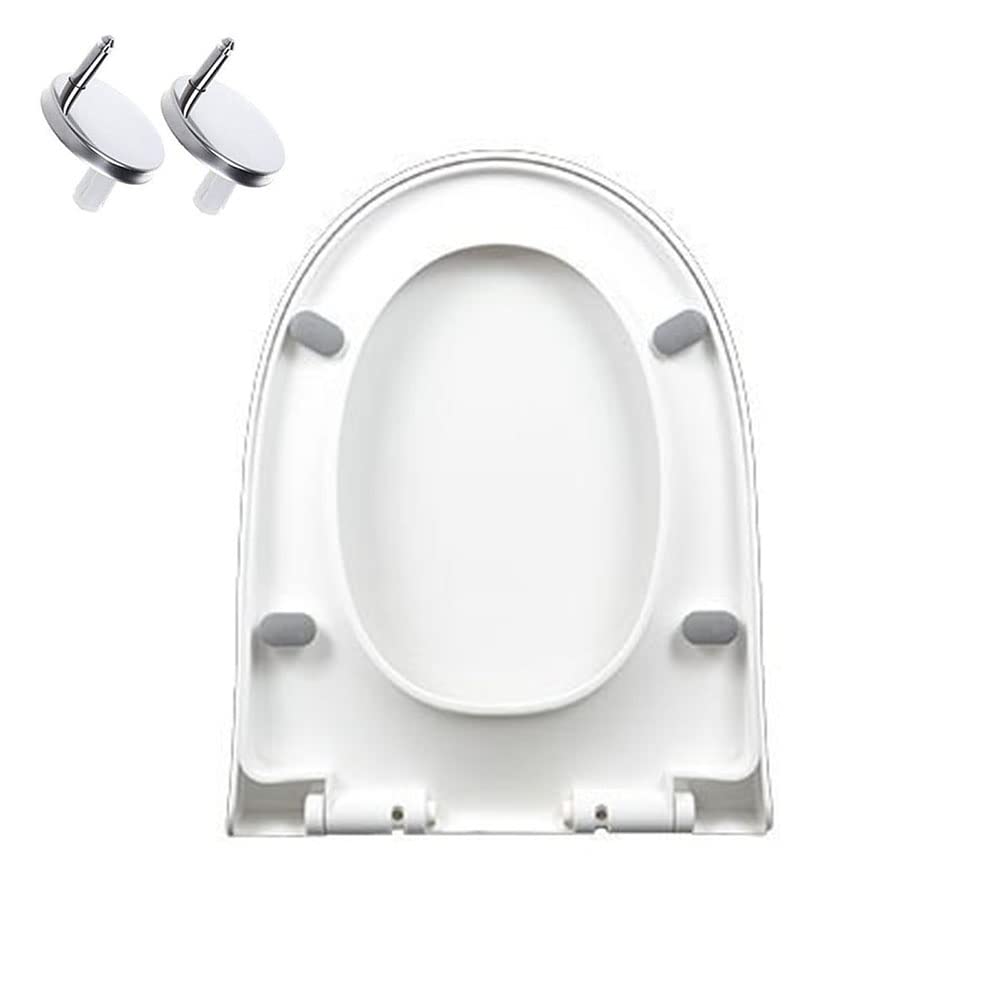 White Close Toilet Seat, White Plastic Lid with Quick Release Hinges for Cleaning, Adjustable, Lightweight, Durable, Portable, User-Friendly, Compact, Soft, Shaped