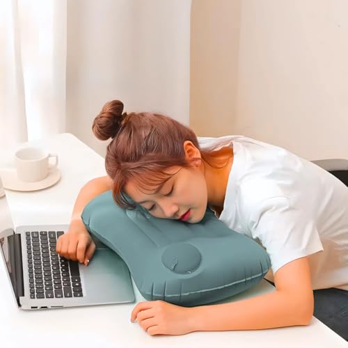 Travesseiro Inflável Ergonômico Confortável Compacto Leve Ajustável Ideal Para Viagens Descanso Alív