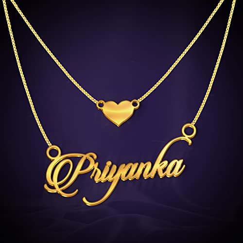 Image of Priyanka Cursive Gold & Silver Name Pendant Necklace, Best Jewelry Gift for Girls.