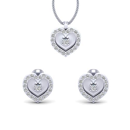 Pendientes con colgante de corazón de diamante 0.25 TCW plata de ley 925 juego de joyas mujer