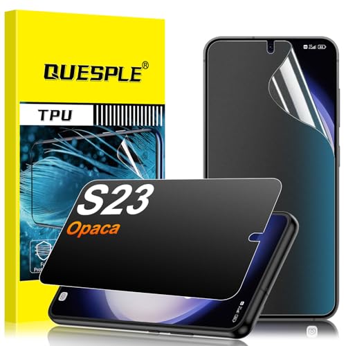 QUESPLE Privacy Pellicola Opaca per Samsung Galaxy S23 [2 Pezzi], Anti-Impronte e Antiriflesso, 3D Copertura Completa Opaco Anti-Spia TPU Film Protettiva Schermo