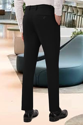Image of SaintX Men's Premium 4-Way Comfort Stretch Formal Trousers | Smart Sweat Wicking Wrinkle Free Fabric | Smarter Techno Flex Expandable Waistband | Stylish Slim Fit | Daily Office Wear
