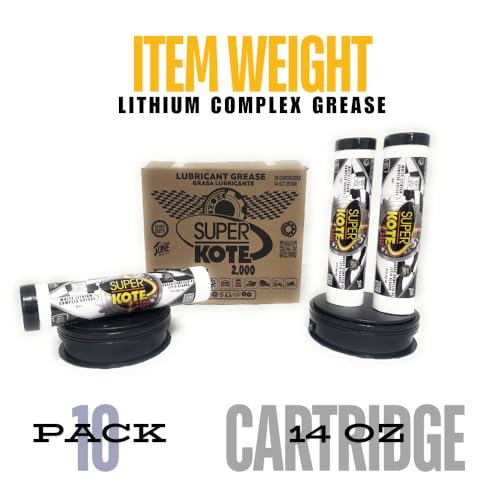 Image of Lithium Complex Grease | Cartridge | Superkote 2000 Multipurpose | NLGI 2 | EP | High Temp | Automotive | Construction | Industry | Gear | Wheel Bearing | Axle | Ball Joint | White | 10-Pack of 14 Oz.