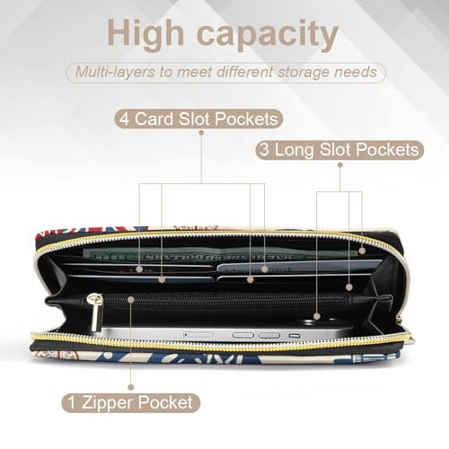 Vintage England London Big Ben Red Blue Crowness Wristlet Wallets for Men Women Leather Purse Clutch Cute Card Holder4