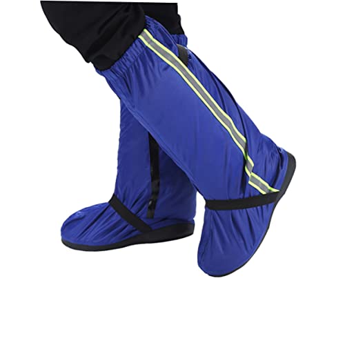 Cubiertas para zapatos Hemobllo para hombre y mujer, reflectantes, protección alta para botas de lluvia, tela Oxford duradera, azul XXL para clima nevado y lluvioso miniatura 5