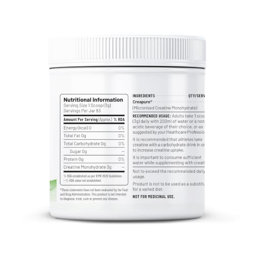 Image of Unived Creatine Monohydrate 250g - 100% Creapure | World's Purest & Most-Researched Creatine (>99.9%, Made in Germany) | 3g Per Scoop, Unflavoured, 83 Servings | Strength, Power & Lean Muscle | Vegan, No Fillers - Men & Women