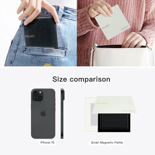 Fillwie White Magnetic Refillable Makeup Palette with Mirror – Lightweight, Durable, Travel-Ready Case for Eyeshadow, Blush, Lipstick – Includes Spatula & 20 Stickers – Small, Waterproof Paperboard - Thumbnail 5