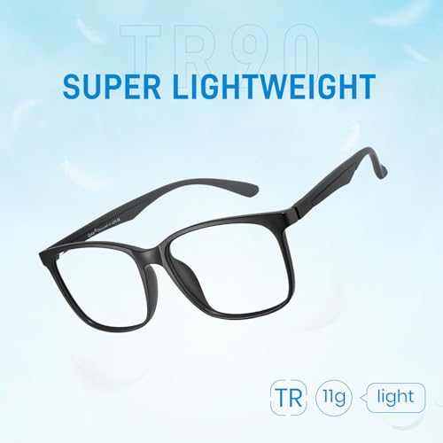 Image of Cyxus Blue Light Blocking Glasses Lightweight Eyeglasses Frame, Filter Blue Ray Computer Game Anti Eyestrain Headache Eyewear(8083T02,Black)