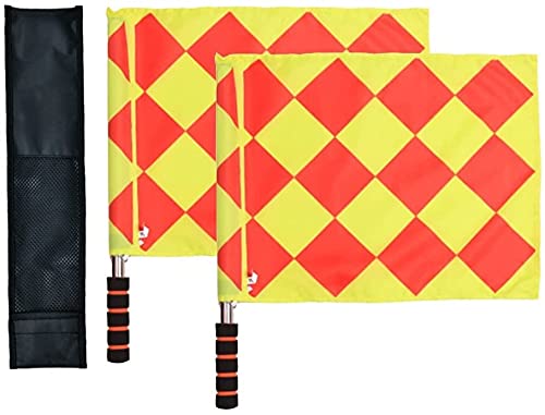 Soccer Rugby Ref Flags 2 pcs with Metal Pole & Foam Handle