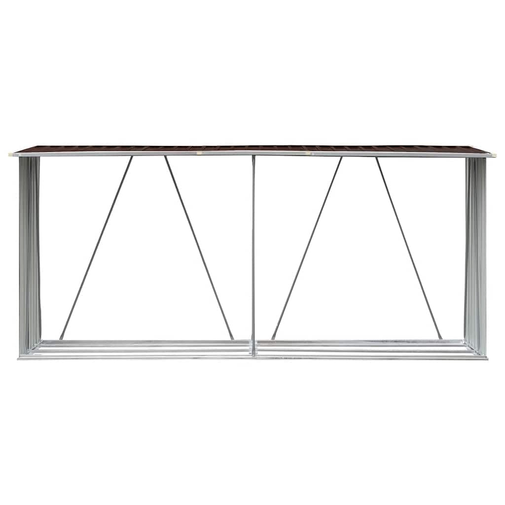 Brennholzlager aus verzinktem Stahl 330x84x152 cm braun Holzlager Kaminholzregal robust wetterfest kompakt für Garten Wohnzimmer Kamin Ofen