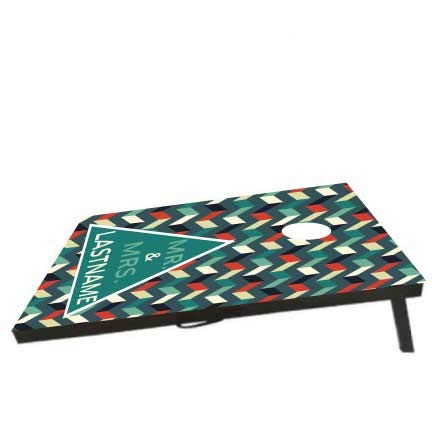 VictoryStore Custom Wedding Bag Toss Game - Custom Wedding Cornhole - Personalized Mr and Mrs Last Name Zig-Zag (Teal)