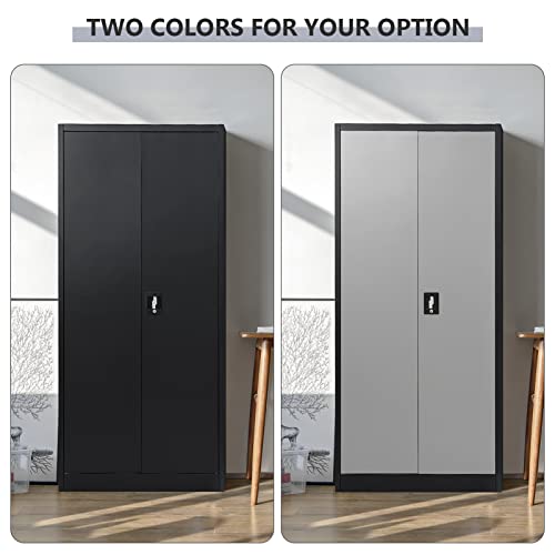 Mgrl 71'' Tall Metal Storage Cabinet With Lockable Doors And Shelves Metal Cabinet With Locking System Steel Cabinet For Home Office Garage Grey #TOP6