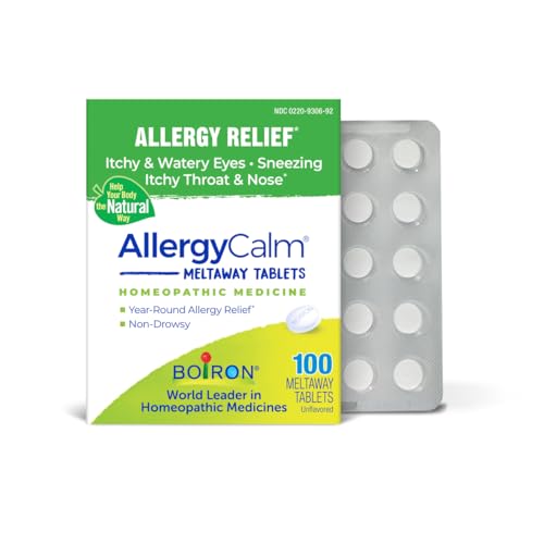 Boiron AllergyCalm Tabs - 100 Count for Relief from Allergy and Hay Fever Symptoms of Sneezing Runny Nose and Itchy Eyes or Throat - Allergy Calm Meltaway Tablets