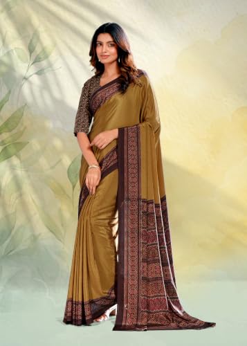 Image of Jaanvi fashion Women's Crepe Silk Saree with Unstitched Blouse Piece | Soft Lightweight Traditional Ethnic Wear Saree for Party, Wedding, Festival
