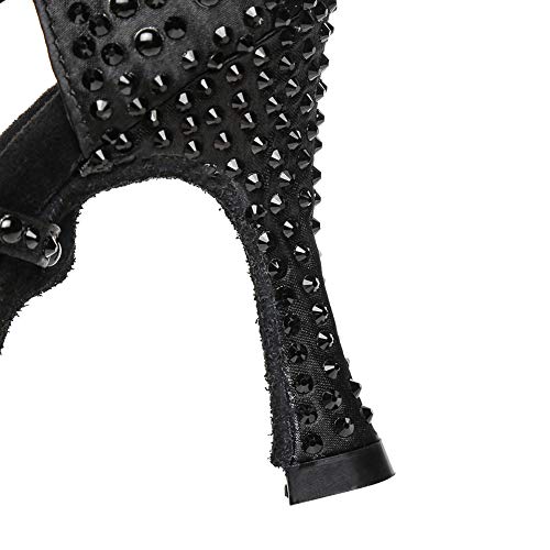 JUODVMP Women Rhinestone Ballroom Dance Shoes Latin Satin Salsa Performance Dance Shoes Model YCL4282