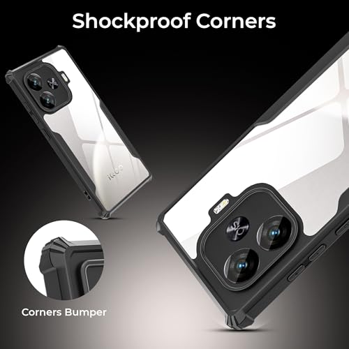 Image of A rtistque Clear Hard Transparent Acrylic Armor Anti-Drop Shockproof TPU Edge Back Cover Case for iQOO Neo 10R - Black