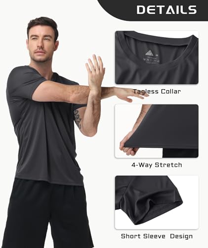 Image of 3 Pack Mens Swim Shirt Rash Guard Workout Shirts UPF 50+ Short Sleeve Fast Dry Sun Protection Lightweight Water Shirt
