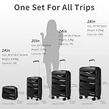 Kono Luggage Sets of 2 Piece Lightweight Polypropylene Hard Shell Suitcase with TSA Lock Spinner Wheels Travel Carry On Hand Cabin Luggage with Beauty Case (Set of 2, Black) - Image 7