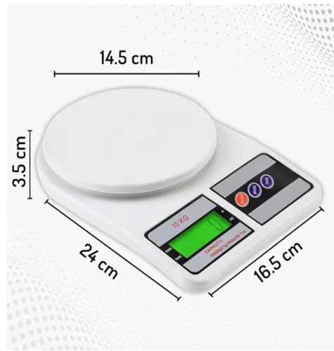Image of HOSANA Series Digital Kitchen Weighing Scale 10 kg, Electronic Weight Machine with LCD Display for Baking, Cooking, Food & Diet, SF-400 /A121.