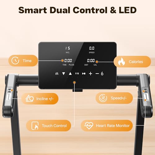 Image of Folding Treadmill, 3.0 HP Foldable Treadmill for Home Office, Walking Running Treadmill with LED Display for Exercise