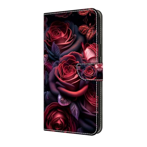 Étui Pixel 9 Pro XL Rose Noire : housse portefeuille en cuir avec fermeture magnétique