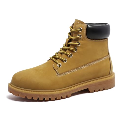 Classic 6-inch work boots, wheat-colored cowhide, lace-up design, padded collar, hard-wearing oxford sole2