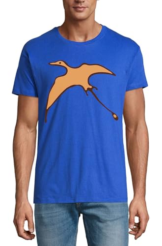 T-shirt bleu roi en coton pour homme avec motif ptérodactyle