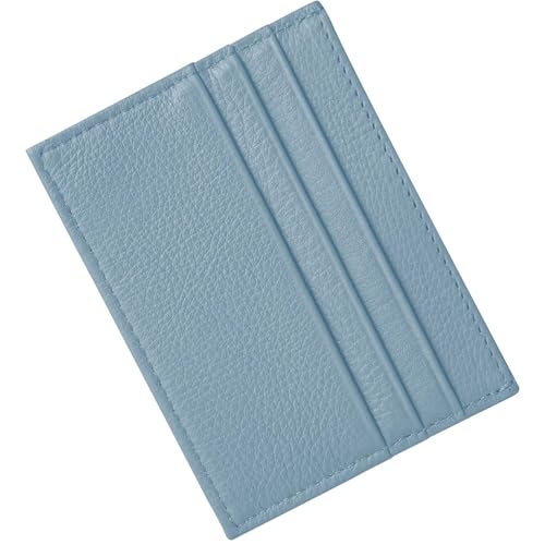 Image of M-Plateau Super Slim Genuine Leather Credit Card Wallet | Card Holder, Small Wallet for Man and Women with 6 Card Slots and 1 Pocket (Sky Blue)