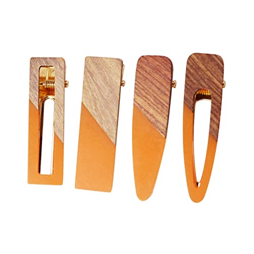 4 Pcs Presilhas De Cabelo De Resina Acrílica Pinos De Cabelo De Madeira Alfinetes De Cabelo Acrílico