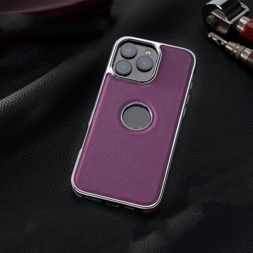 Coque iPhone 15 Pro en cuir violet idéale pour le bureau