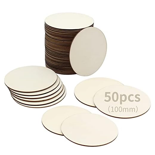RUBY Circulos Madera Sin Acabado 50 Piezas Rodajas de Madera Discos de Madera 10cm x 2mm Madera Rodajas para Manualidades, Posavasos, Adornos del Hogar (50pcs,10cm x 2mm)
