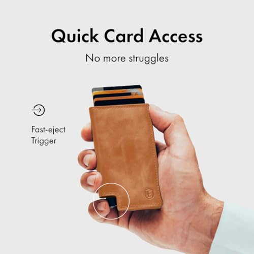Ekster Parliament Men's Wallet | RFID Blocking Leather Minimalist Cardholder | Slim Wallet for Men - Designed for Quick Card Access with Push Button (Roma Cognac)