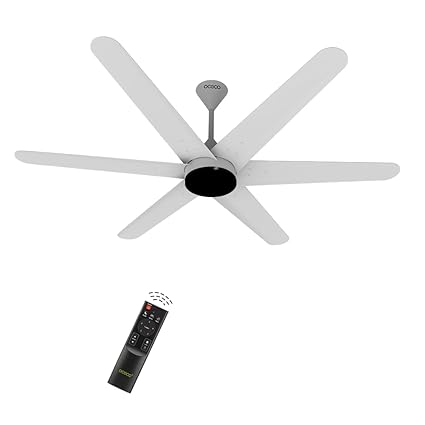 OCECO Hexo 6-Blade BLDC Ceiling Fan with Remote 1200mm 5-Star Rated Without LED Fan with 2+1 Year Warranty (Pearl White, Pack of 1)