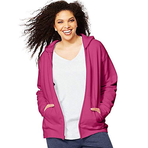 JUST MY SIZE womens Fleece Full Zip fashion hoodies, Jazzberry Pink, 3X-Large US