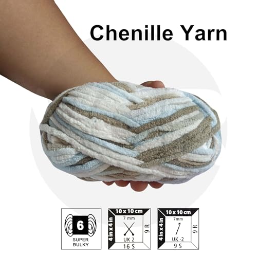 Image of VCR White Tri-Color, 100 Grams Hank, 60 Meters Length, Premium Polyester Ball for Crochet and Knitting, Pack of 1 Yarn, Soft and Bulky Fur Suitable for DIY