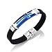 Stainless Steel Crucifix Cross Leather Bracelets Cuff Bangle Wrist Band Blacelet, Black/Blue (Blue)