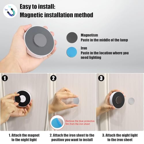 Image of 3 Pack Motion Sensor Light Indoor, Rechargeable Night Light, 14 LEDs, Cold White