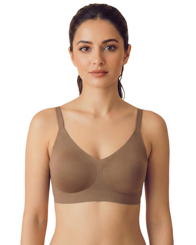 Image of Tweens Cotton Non-Padded Bonded Bra for Women | Full Coverage Wire-Free Bra | Hidden Concealer | Seamless No-Dig Comfort | Breathable Cotton | Elastic-Free Bottom Band & Side Wings | Pack of 1|
