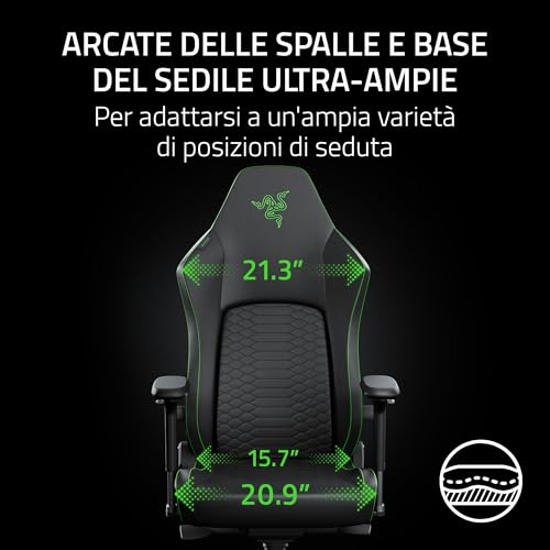 Iskur V2 NewGen - Sedia ergonomica da gaming con comfort traspirante Pelle EPU di 2a gen con tecnologia CoolTouch - supporto lombare HyperFlex - delle spalle e base del sedile ampie | Verde - Sedia gaming - Immagine 5