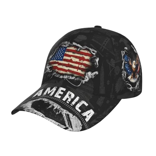 BJQ American Baseball Cap Eagle Flag Printed Cap Adjustable Dad Hat Golf Hat Men's and Women's